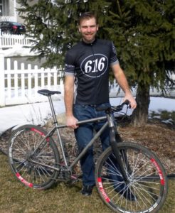Mike Simonson and his custom stainless steel 616 Bicycle Fabrication ride